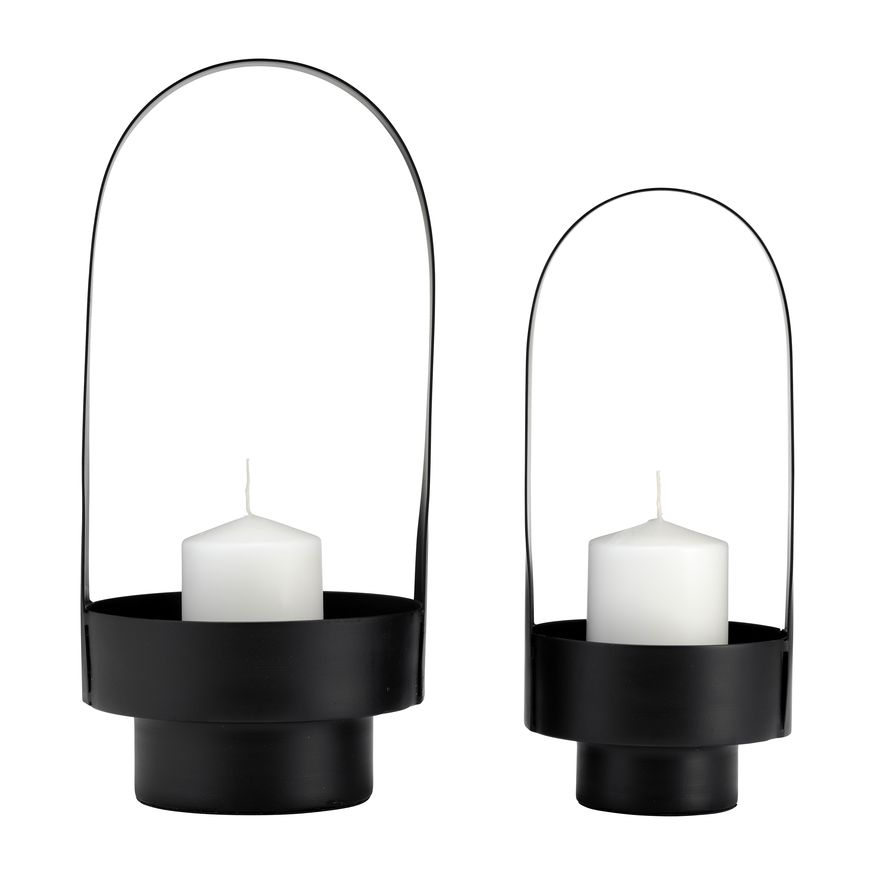 Sagebrook 14"/16" Metal Lanterns (Set of 2) - Black