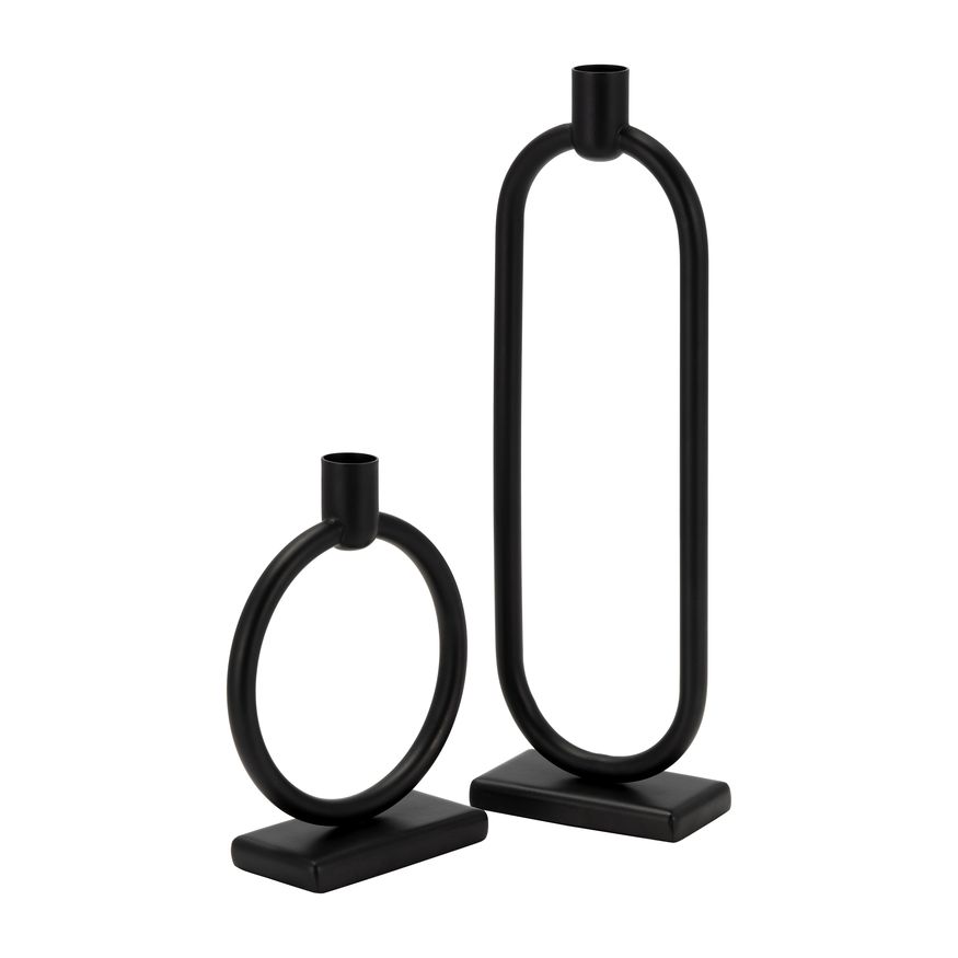 Sagebrook - 13" Metal Oval Taper Candle Holder in Black