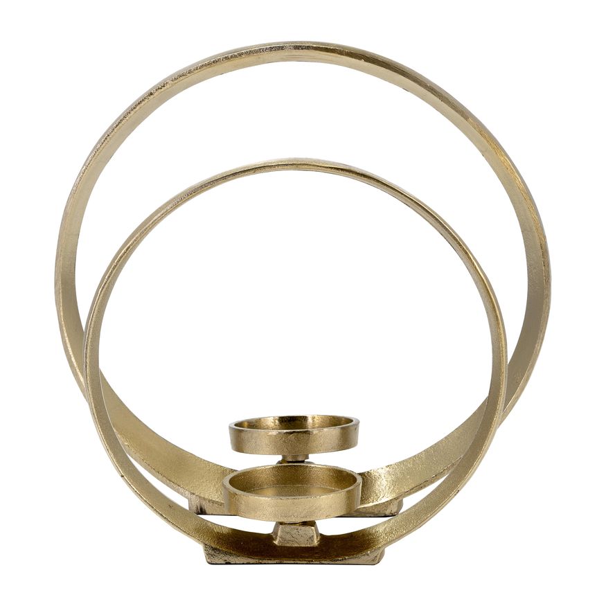 Sagebrook - 10"/13" Metal Ring Shape Candle Holders (Set of 2) in Gold