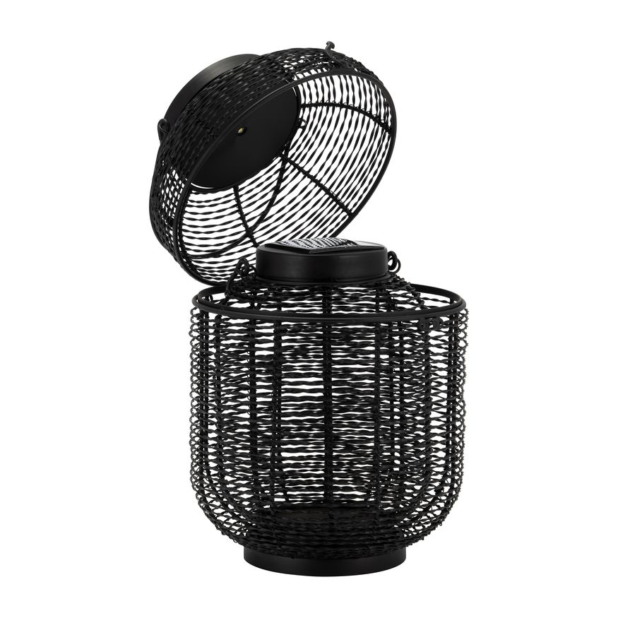 Sagebrook - 9"/15" Metal Round Solar Lanterns (Set of 2) in Black