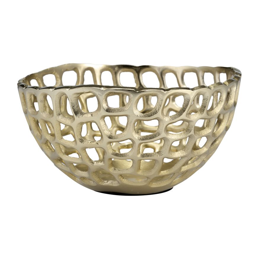 Sagebrook - 9"/10"/12" Metal Pierced Bowls (Set Of 3) in Gold