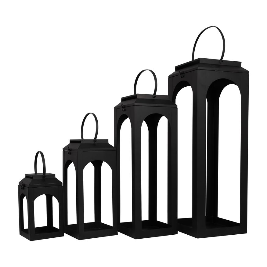 Sagebrook - 11"/16"/23"/29" Metal Open Lanterns (Set of 4) in Black