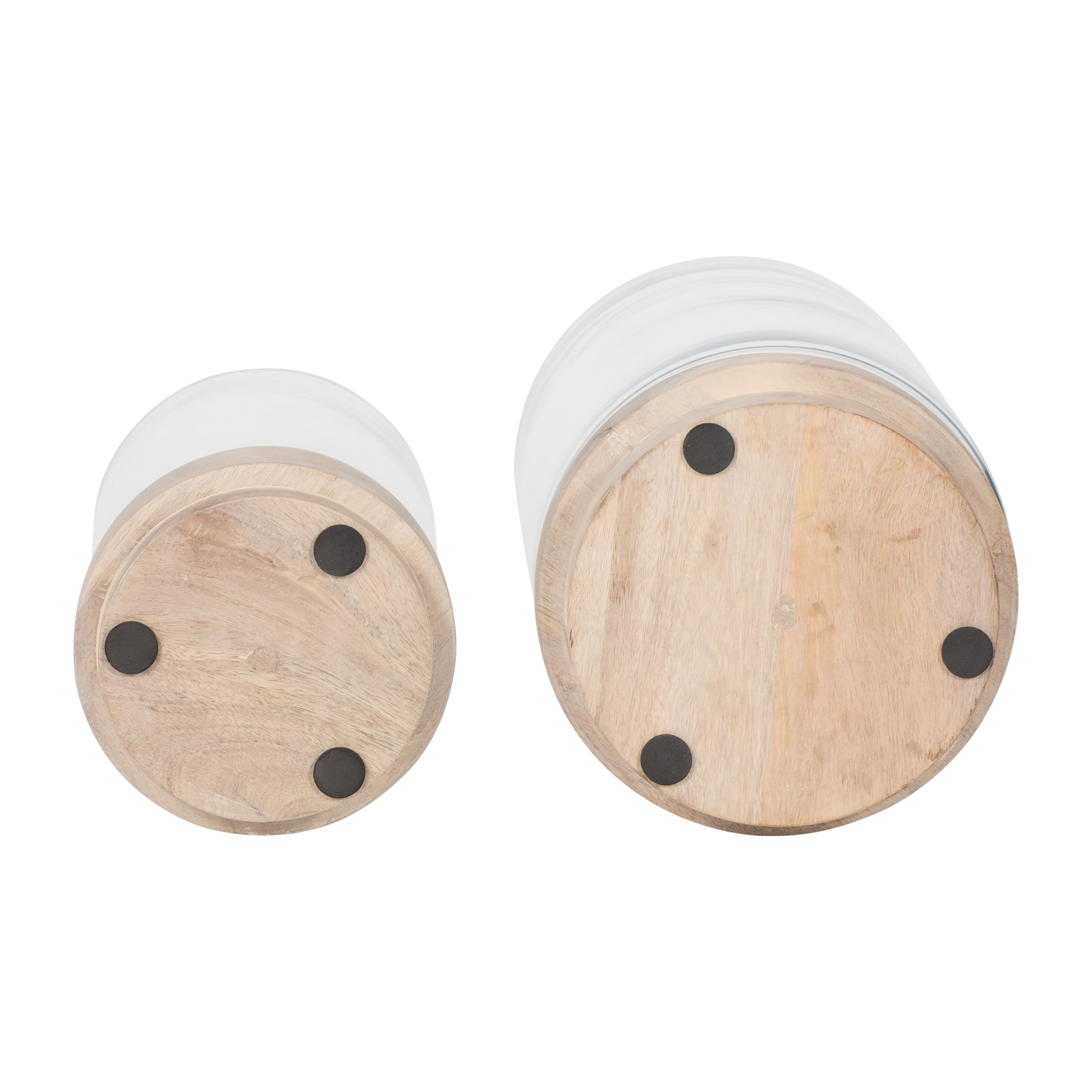 Sagebrook 9"/11" Hurricane Candle Holders On Wood Base (Set Of 2) - White