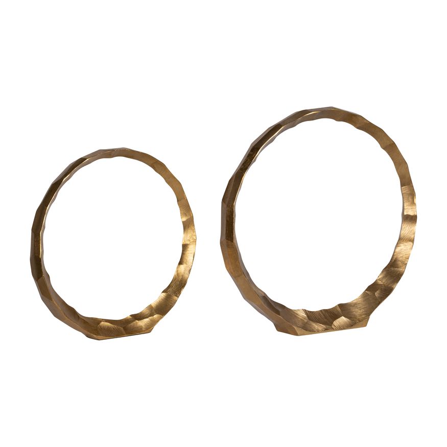 Sagebrook 14"/16" Metal Hammered Decorative Rings (Set Of 2) - Gold