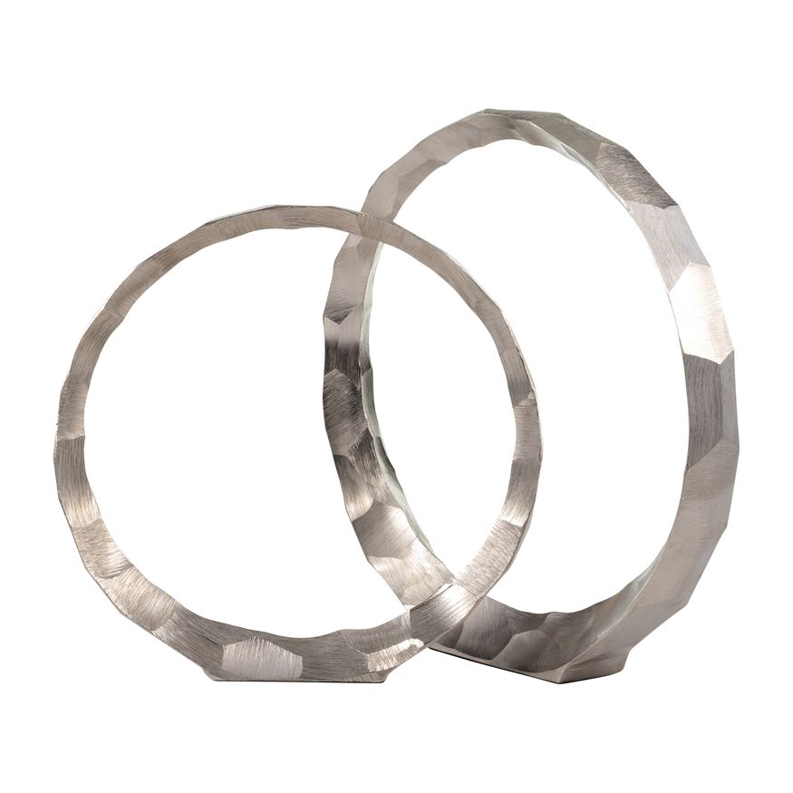 Sagebrook 14"/16" Metal Hammered Decorative Rings (Set Of 2)