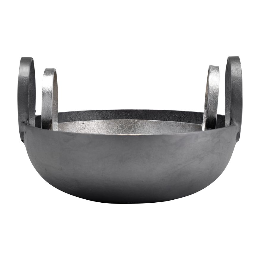 Sagebrook - 7"/8" Metal Bowl With Handles (Set Of 2) in Silver/Gunmetal