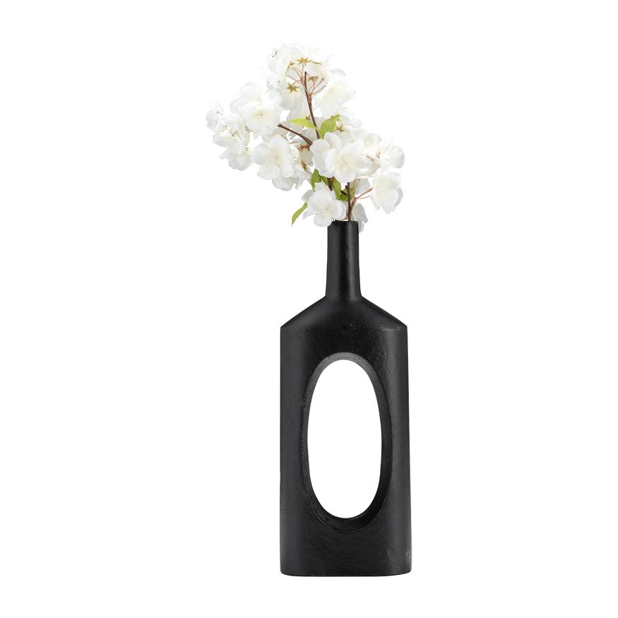 Sagebrook 16" Metal Tall Modern Open Cut Out Vase - Black