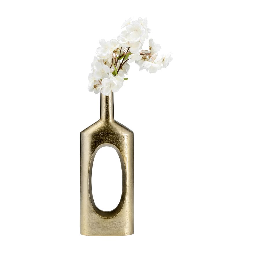 Sagebrook 16" Metal Tall Modern Open Cut Out Vase - Gold