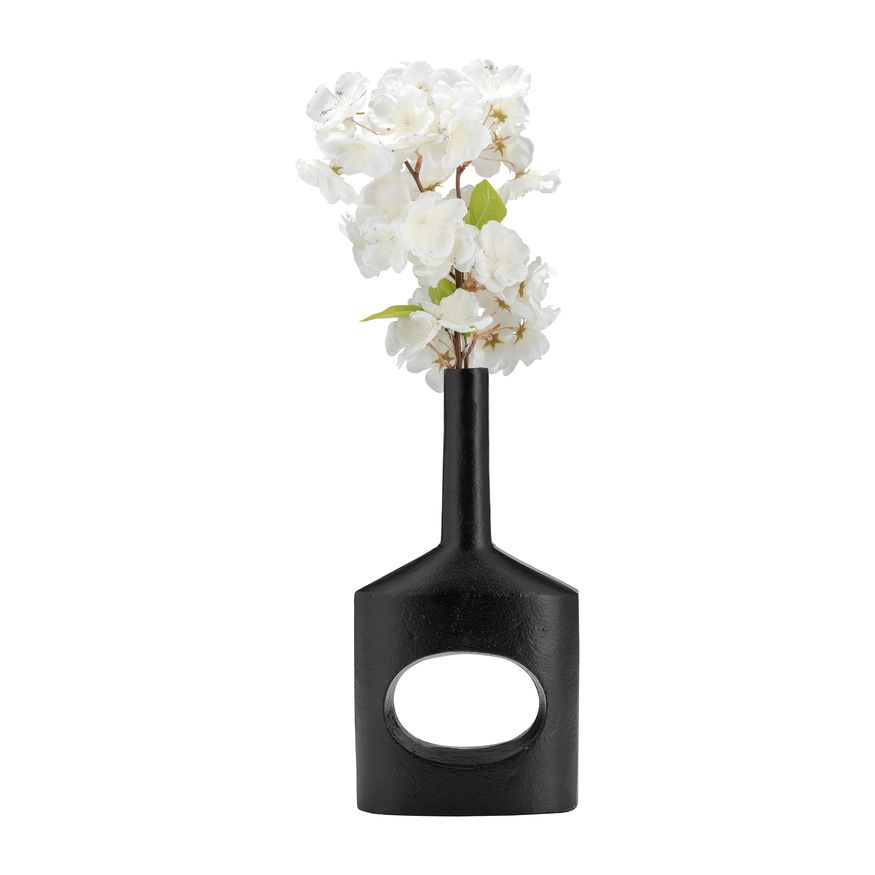 Sagebrook 12" Metal Small Modern Open Cut Out Vase - Black