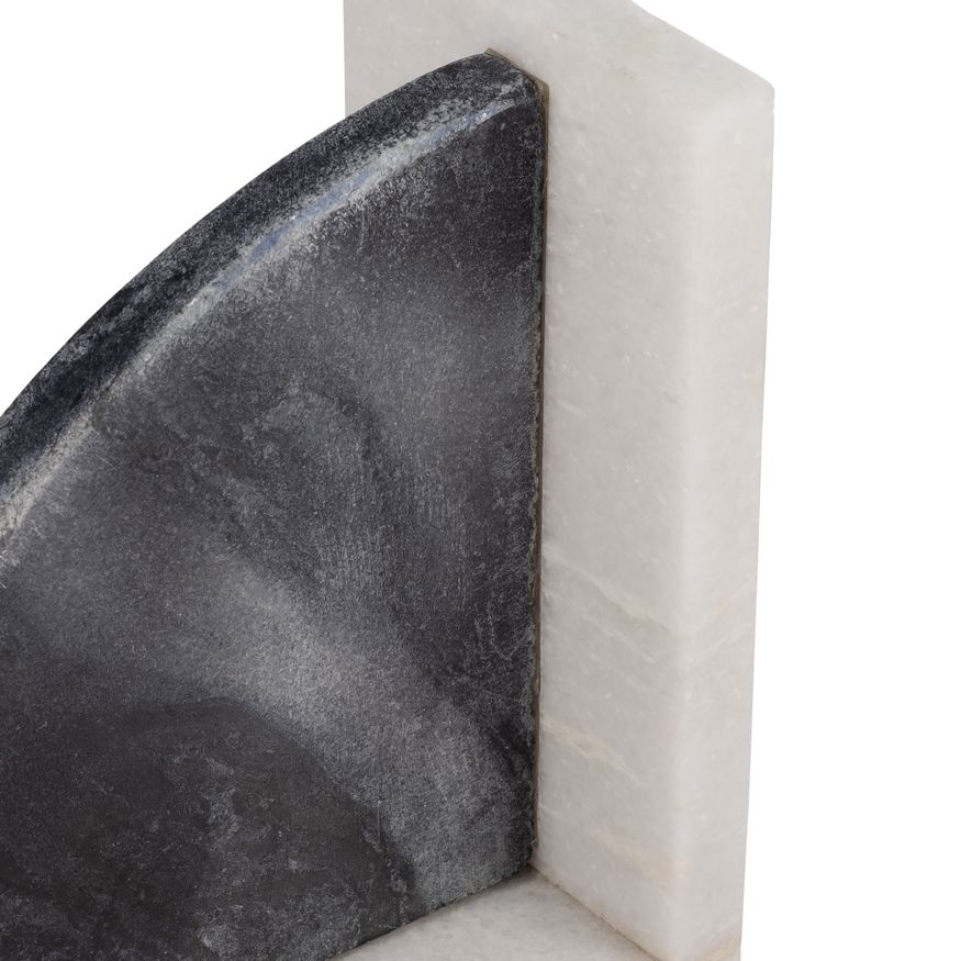 Sagebrook - 6" Rounded Bookends Marble (Set Of 2) in Black/White