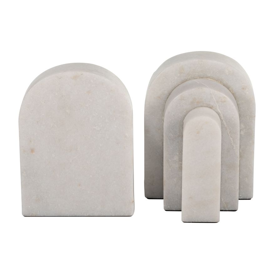 Sagebrook - 6" Marble Layered Arches Bookends (Set Of 2) in White