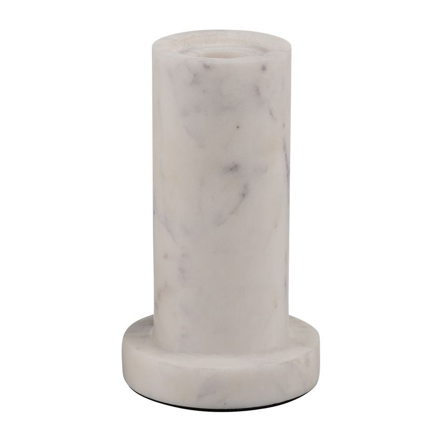 Sagebrook 5" Marble Taper Candle Holder With Flat Base - White