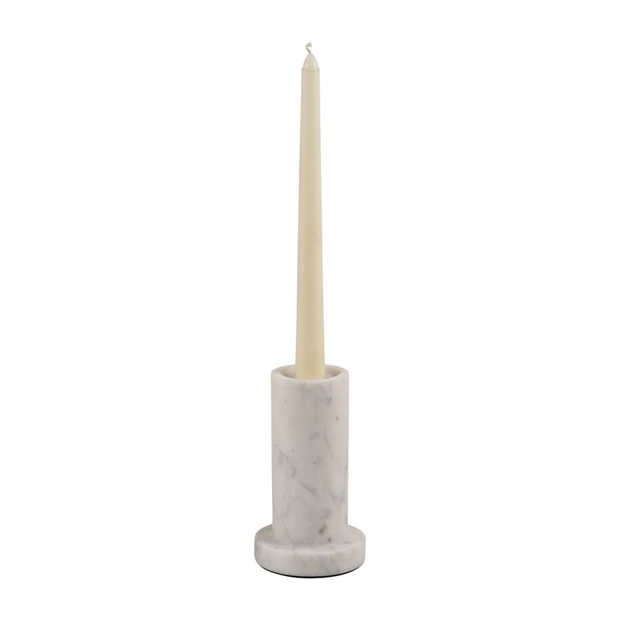 Sagebrook 5" Marble Taper Candle Holder With Flat Base - White