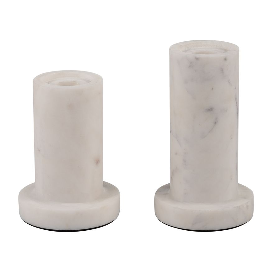 Sagebrook 5" Marble Taper Candle Holder With Flat Base - White