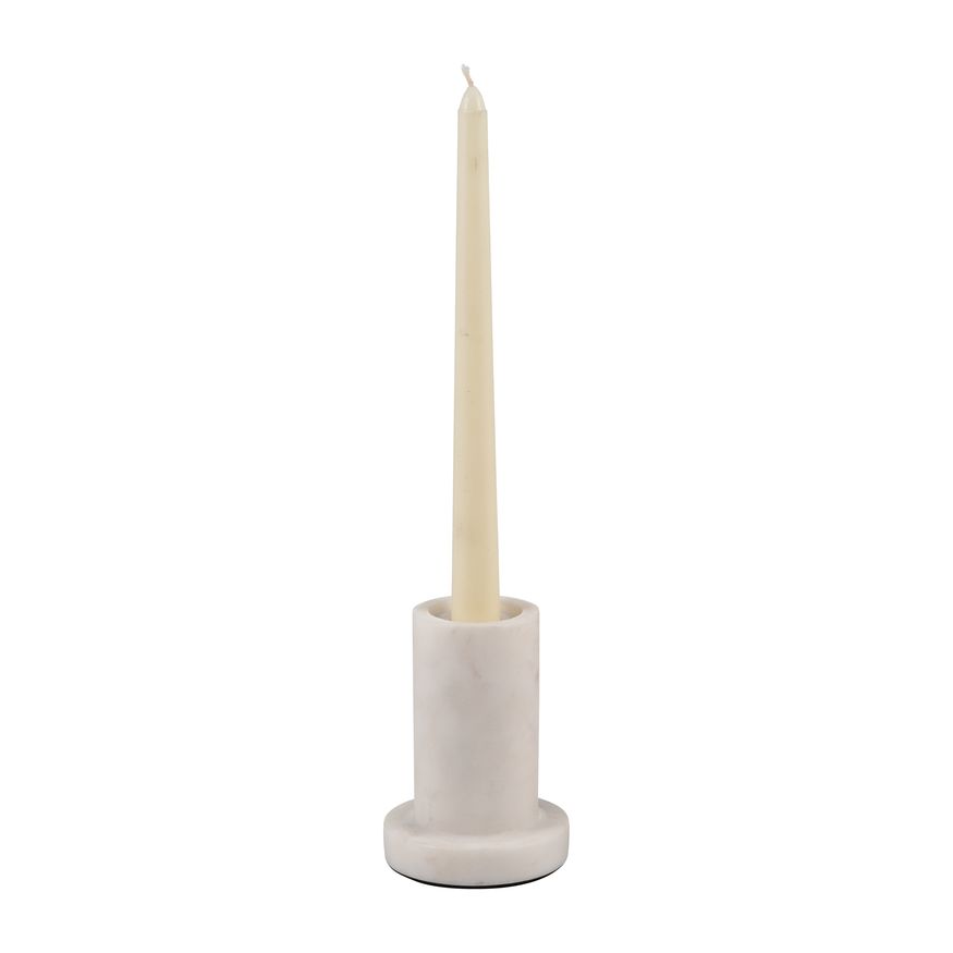 Sagebrook 4" Marble Taper Candle Holder With Flat Base - White