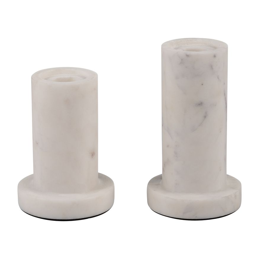 Sagebrook 4" Marble Taper Candle Holder With Flat Base - White