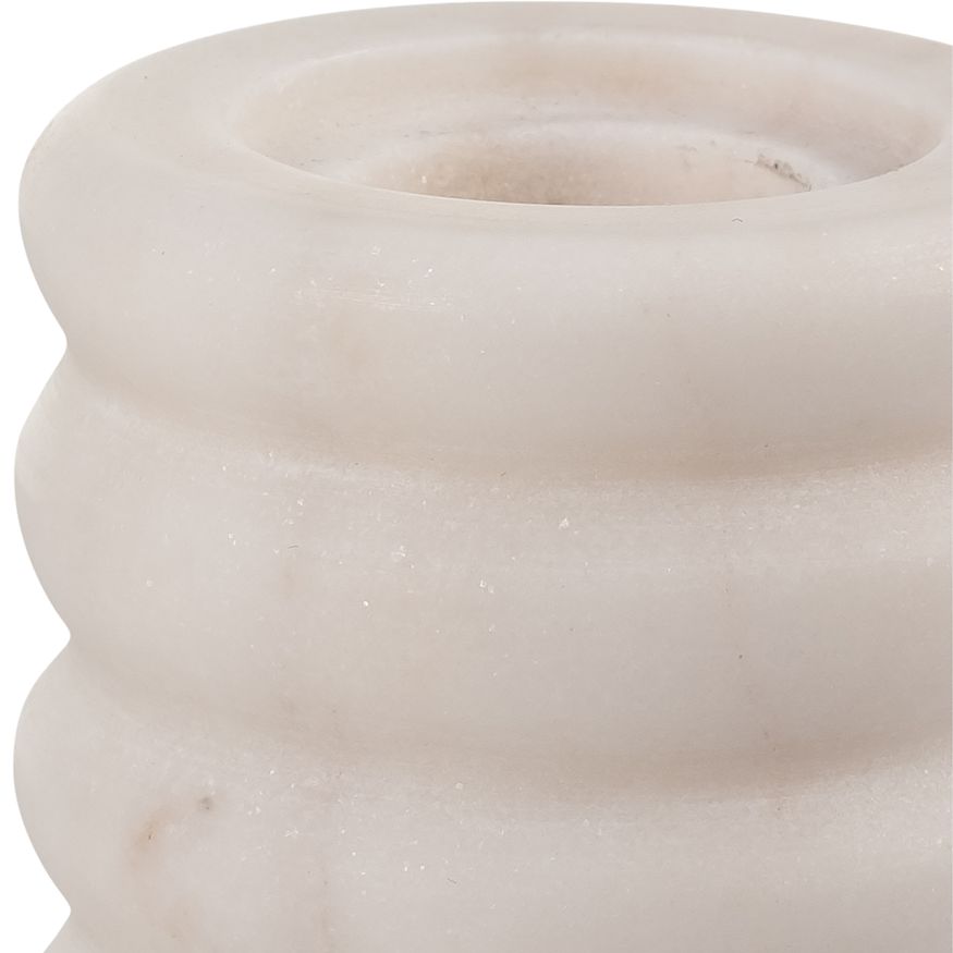 Sagebrook 5" Marble Ribbed Taper Candle Holder - White