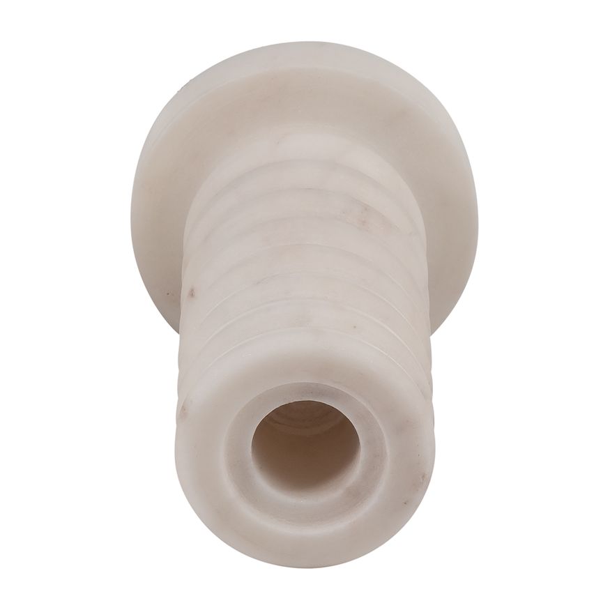 Sagebrook 5" Marble Ribbed Taper Candle Holder - White