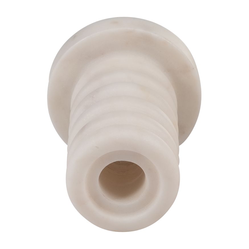 Sagebrook 4" Marble Ribbed Taper Candle Holder - White