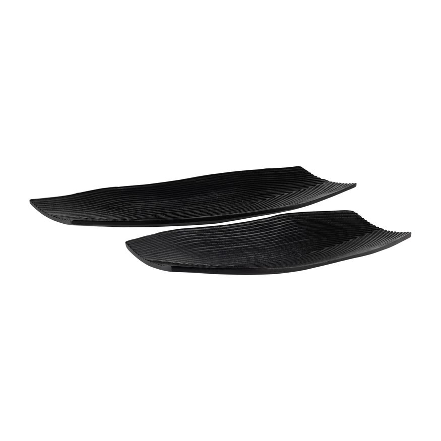 Sagebrook - 16"/21" Metal Geometric Disk Plate (Set Of 2) in Black