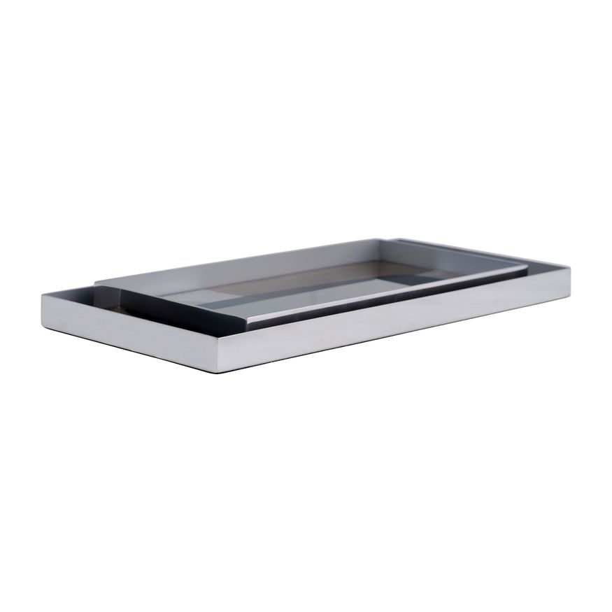 Sagebrook - 16"/20" Metal/Glass Tray (Set Of 2) in Nickel/Multi