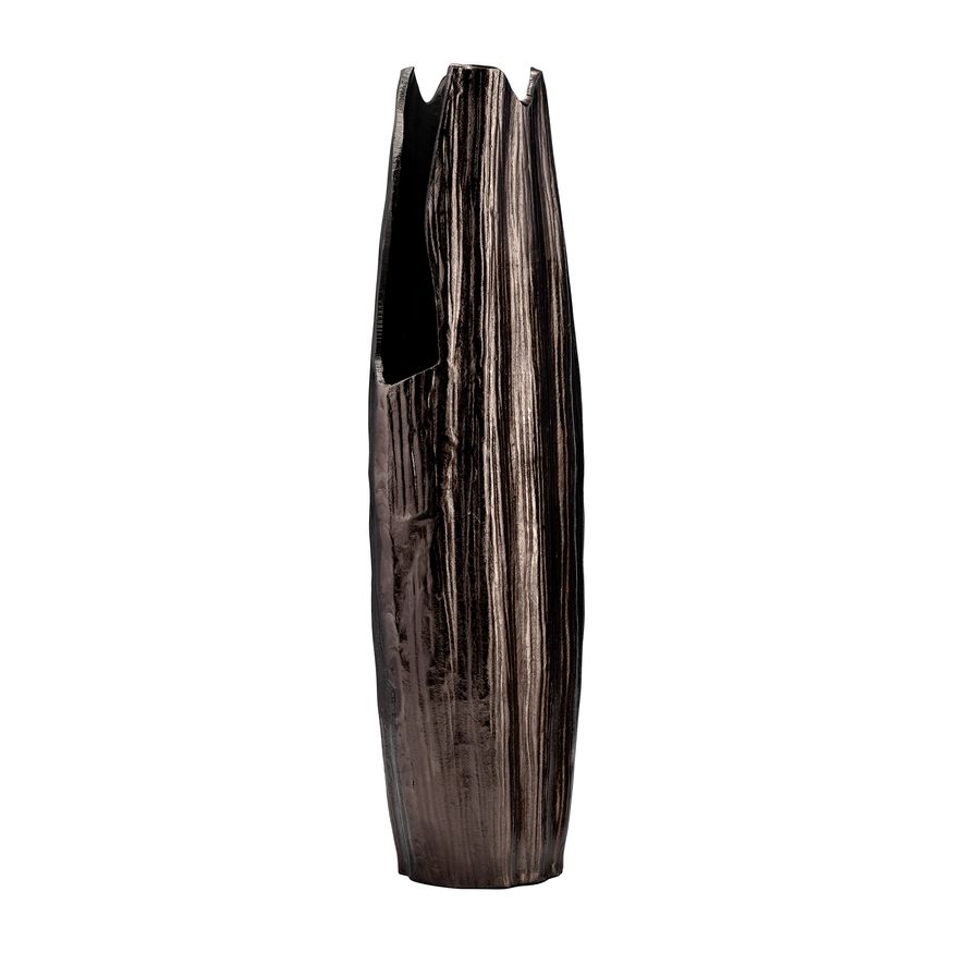 Sagebrook 24" Metal Abstract Ridged Vase - Black Nickel