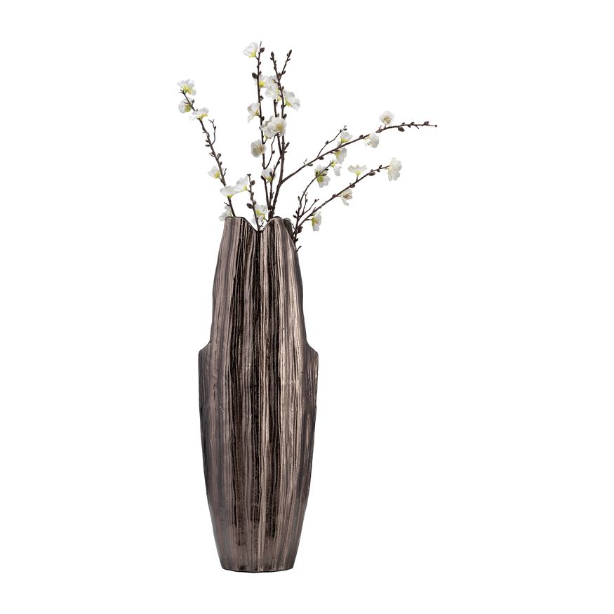 Sagebrook 24" Metal Abstract Ridged Vase - Black Nickel