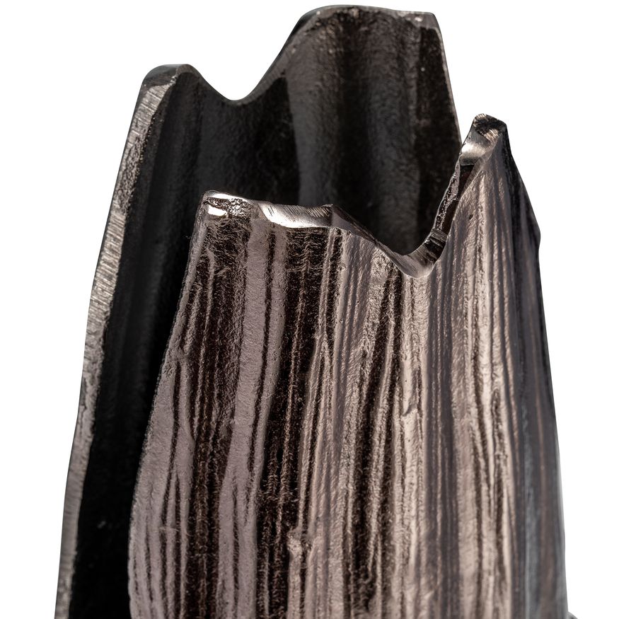 Sagebrook 24" Metal Abstract Ridged Vase - Black Nickel