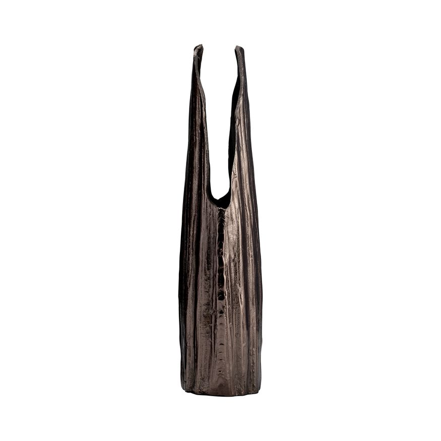 Sagebrook 20" Metal Abstract Ridged Vase - Black Nickel