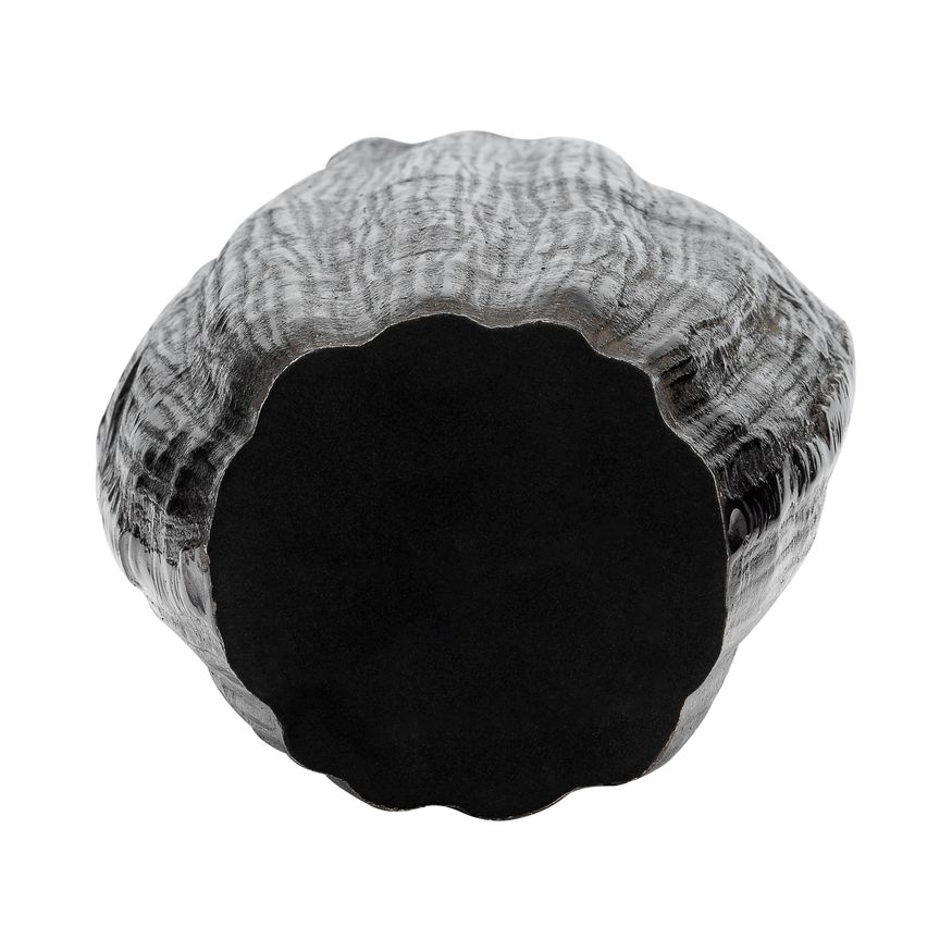 Sagebrook 20" Metal Abstract Ridged Vase - Black Nickel