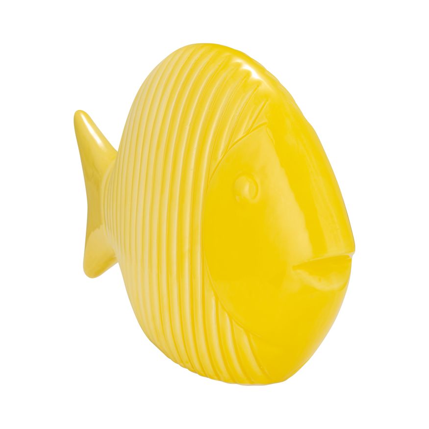 Sagebrook 12" Ceramic V Striped Fish - Yellow