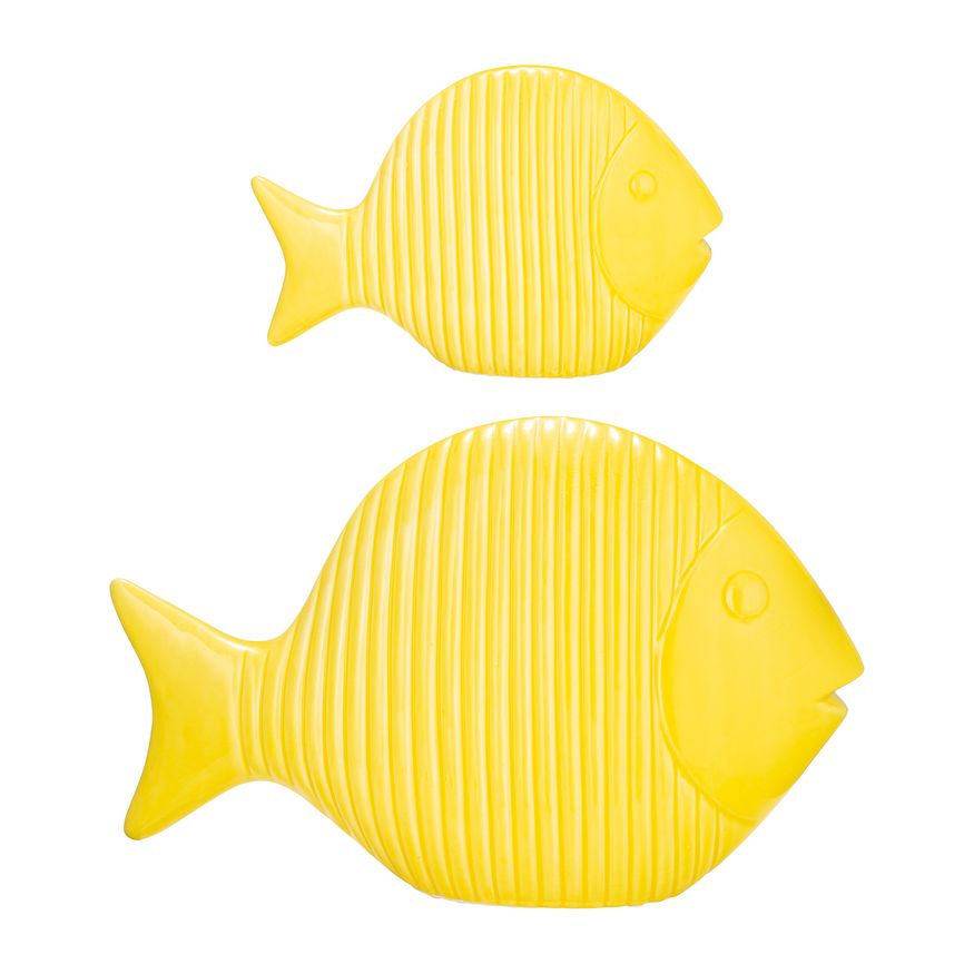 Sagebrook 12" Ceramic V Striped Fish - Yellow