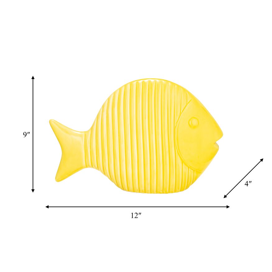 Sagebrook 12" Ceramic V Striped Fish - Yellow