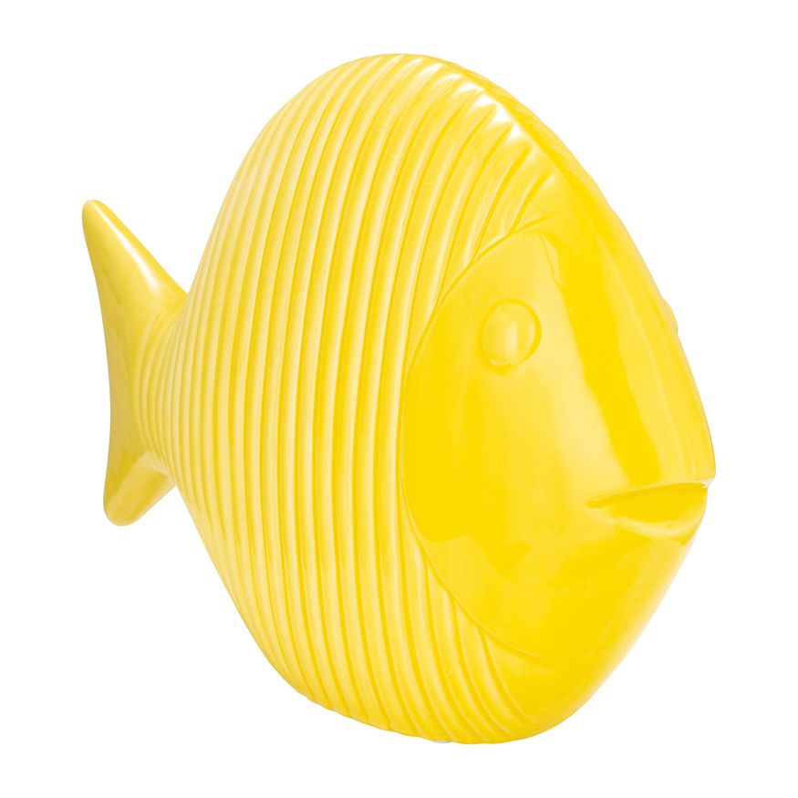 Sagebrook 16" Ceramic V Striped Fish - Yellow