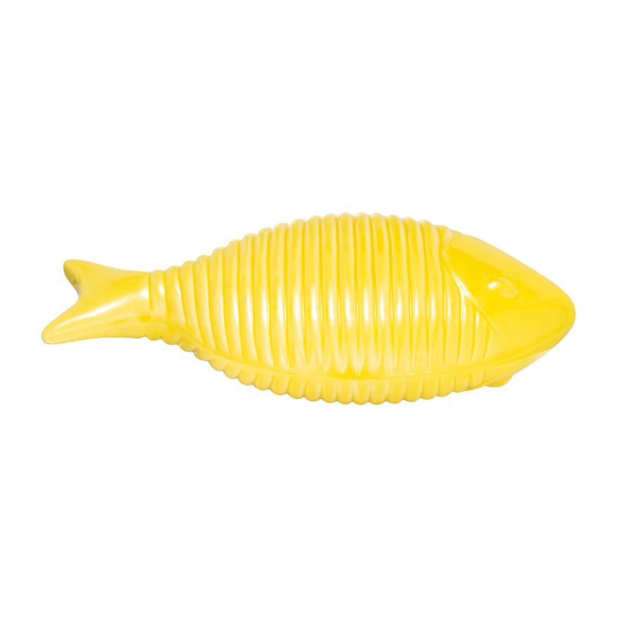 Sagebrook 16" Ceramic V Striped Fish - Yellow