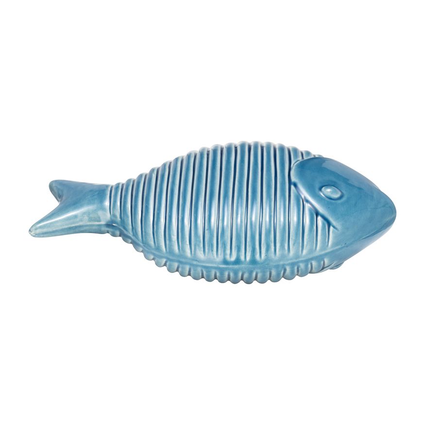 Sagebrook 12" Ceramic V Striped Fish - Blue