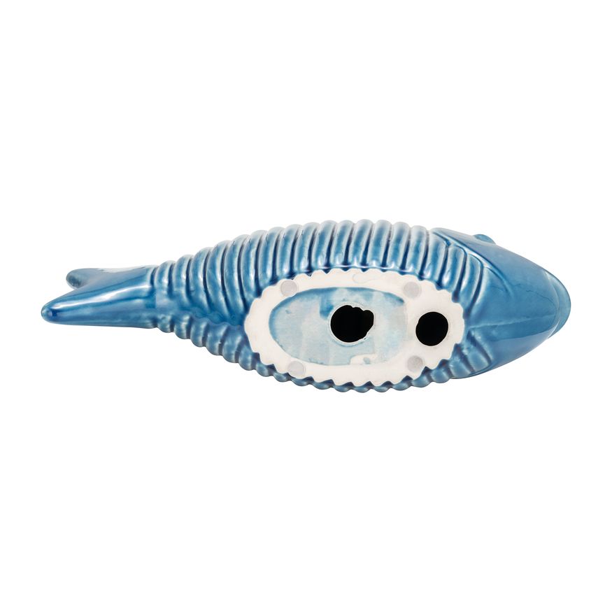 Sagebrook 12" Ceramic V Striped Fish - Blue