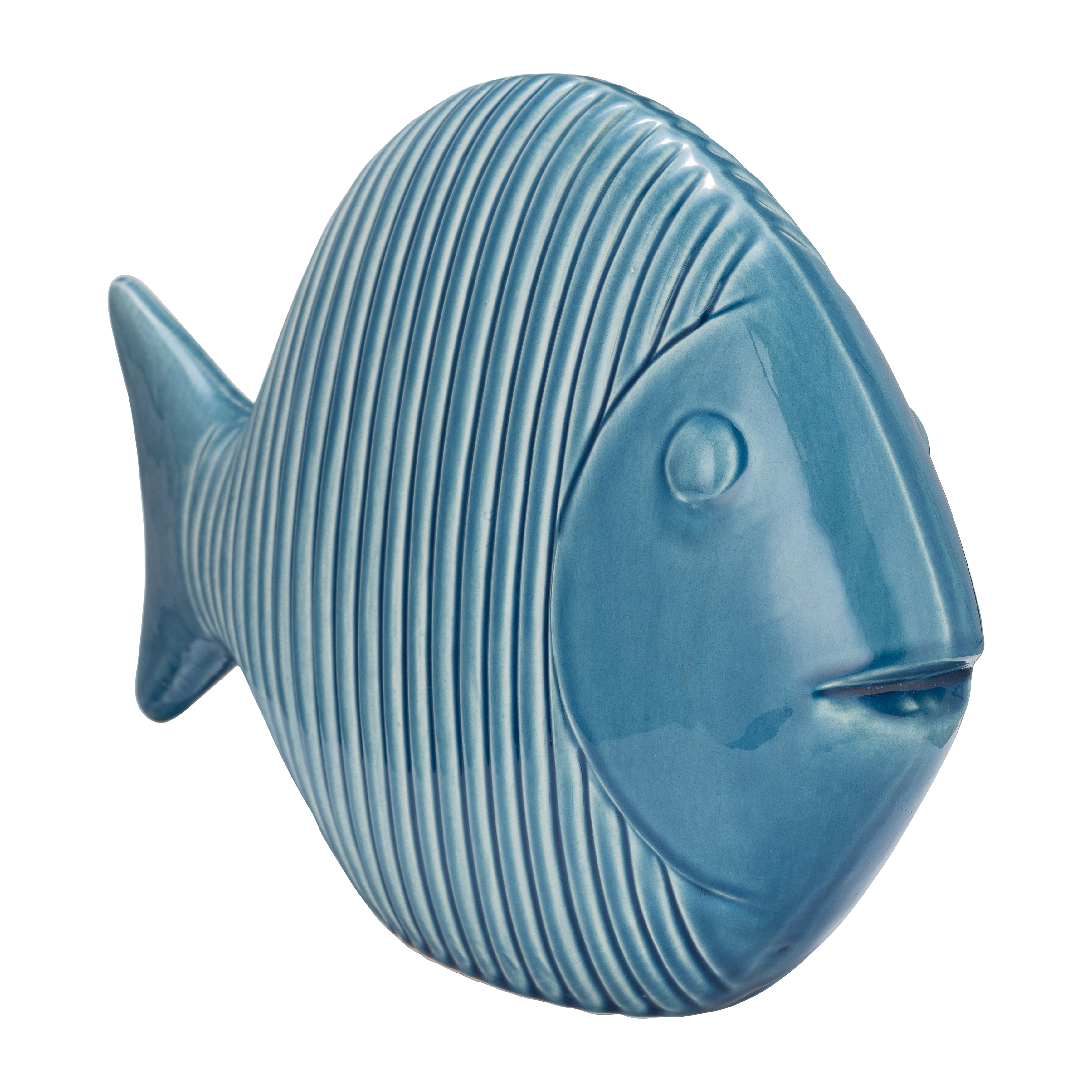 Sagebrook 16" Ceramic V Striped Fish - Blue