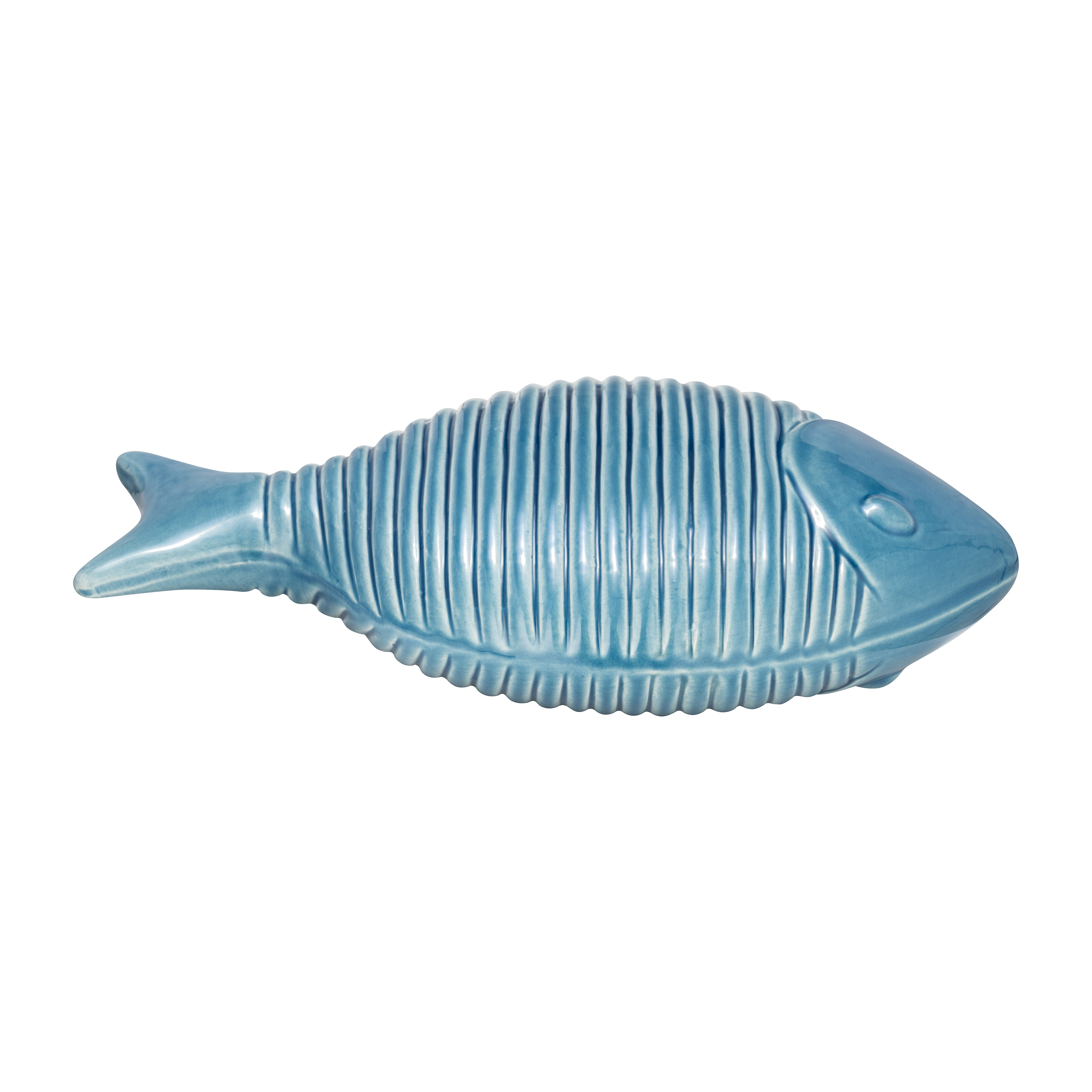 Sagebrook 16" Ceramic V Striped Fish - Blue