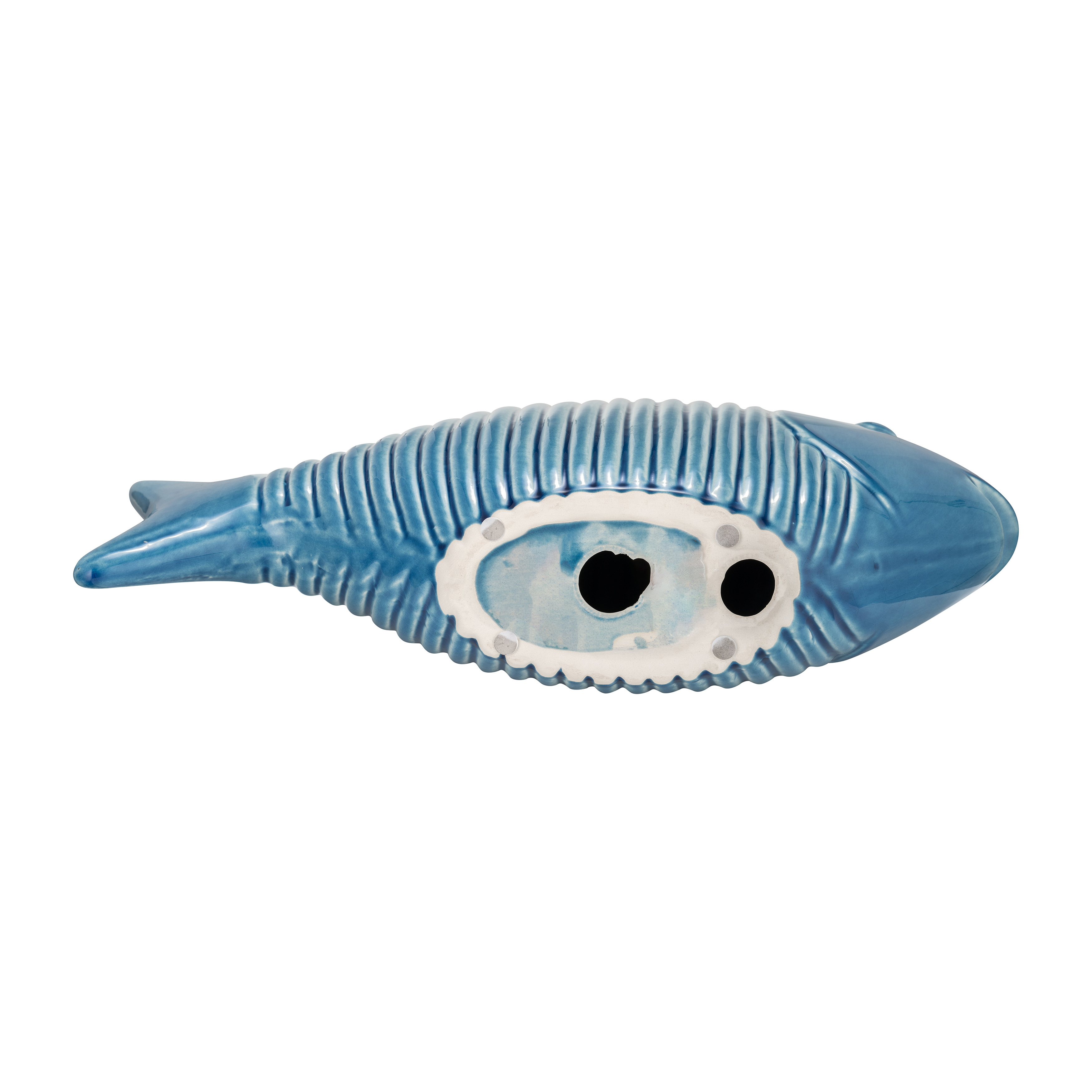 Sagebrook 16" Ceramic V Striped Fish - Blue