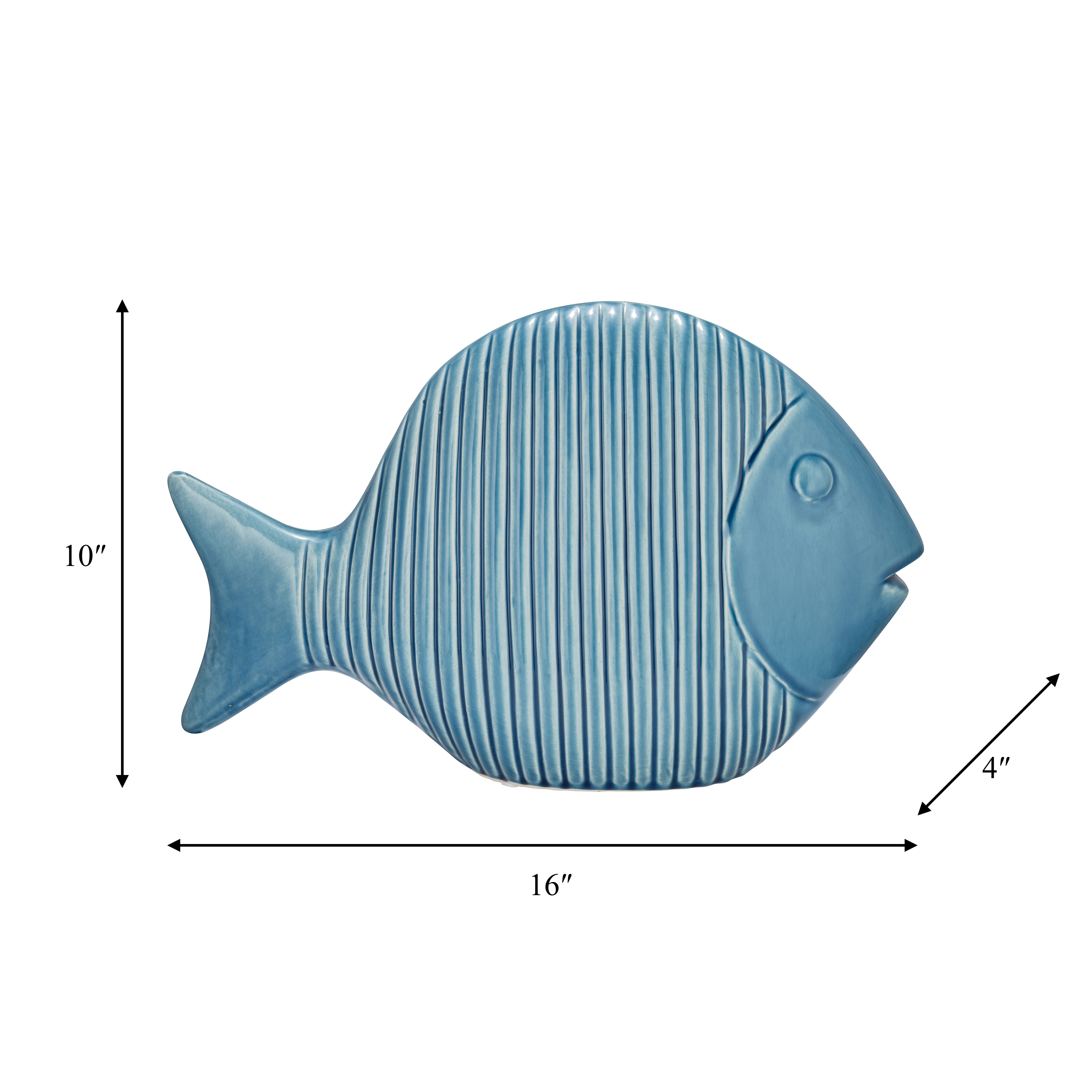 Sagebrook 16" Ceramic V Striped Fish - Blue