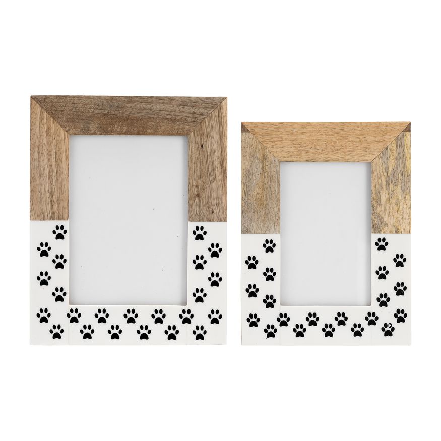 Sagebrook 5"x7" Wood Dog-paws Photo Frame - White