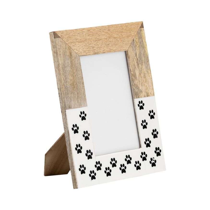 Sagebrook 4"x6" Wood Dog-paws Photo Frame - White