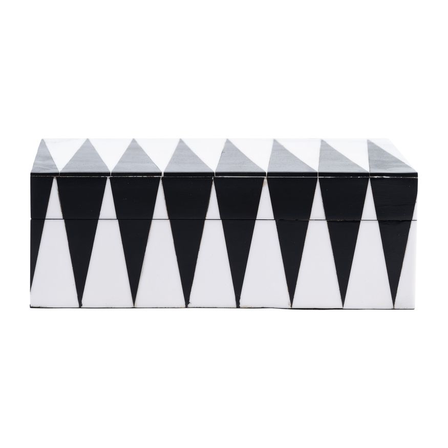 Sagebrook - 6"/7"/9" Resin Sharp Lines Rec Boxes (Set Of 3) in Black/White