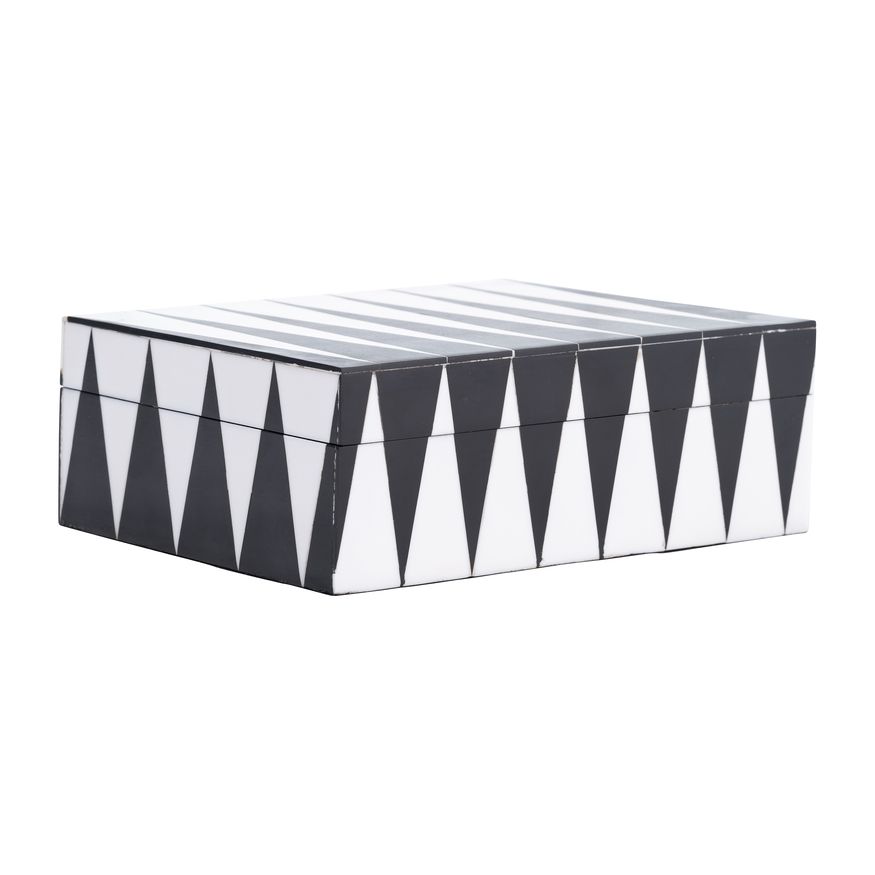 Sagebrook - 6"/7"/9" Resin Sharp Lines Rec Boxes (Set Of 3) in Black/White