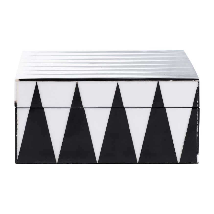 Sagebrook - 6"/7"/9" Resin Sharp Lines Rec Boxes (Set Of 3) in Black/White