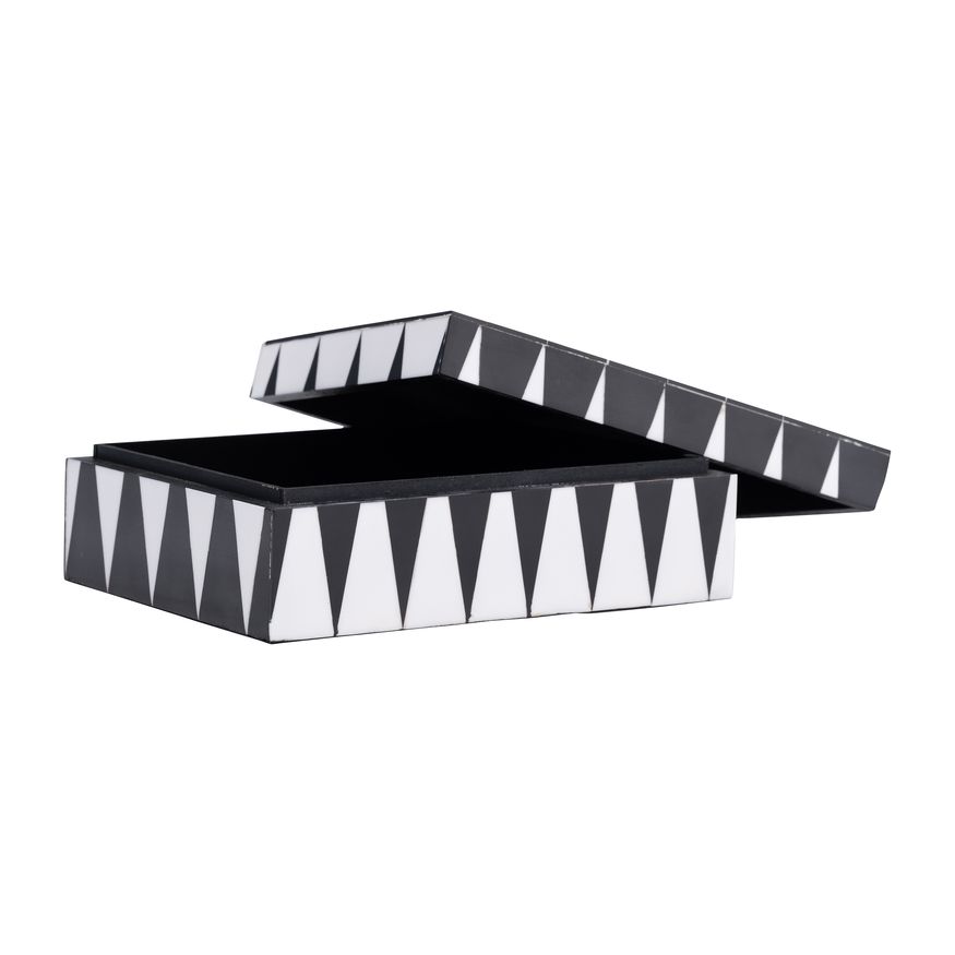 Sagebrook - 6"/7"/9" Resin Sharp Lines Rec Boxes (Set Of 3) in Black/White