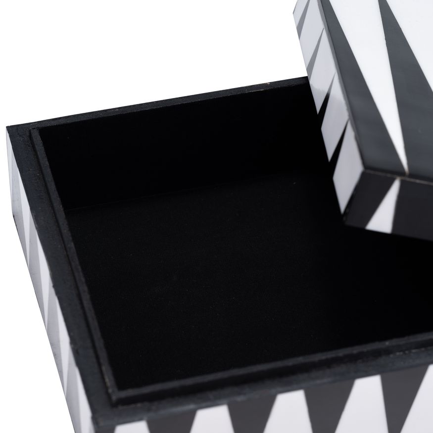 Sagebrook - 6"/7"/9" Resin Sharp Lines Rec Boxes (Set Of 3) in Black/White