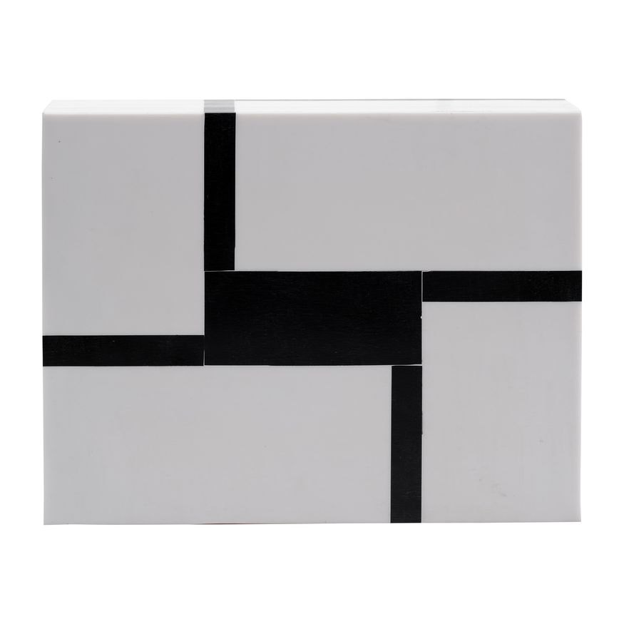 Sagebrook - 6"/7"/9" Resin Bold Lines Design Rec Boxes (Set Of 3) in Black/White