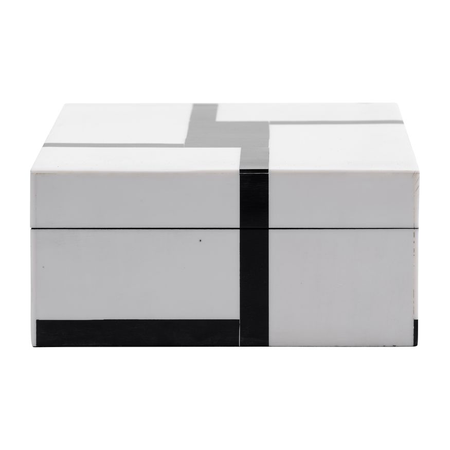 Sagebrook - 6"/7"/9" Resin Bold Lines Design Rec Boxes (Set Of 3) in Black/White